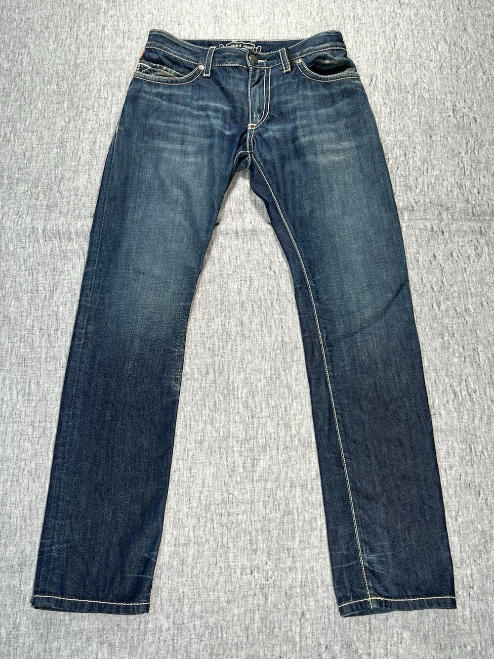 Robins Jean Mens 29x32 Blue Designer Denim Cotton Zipper Straps Made in USA